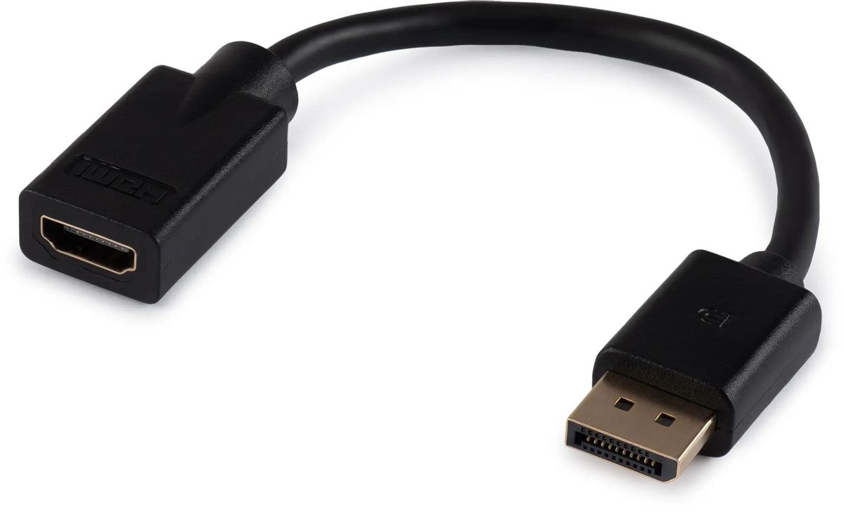 

Кабель-переходник (адаптер) DisplayPort(20M)-HDMI(19F) 4K, 10 см, черный Buro (BU-HDMI(F)-DP(M))