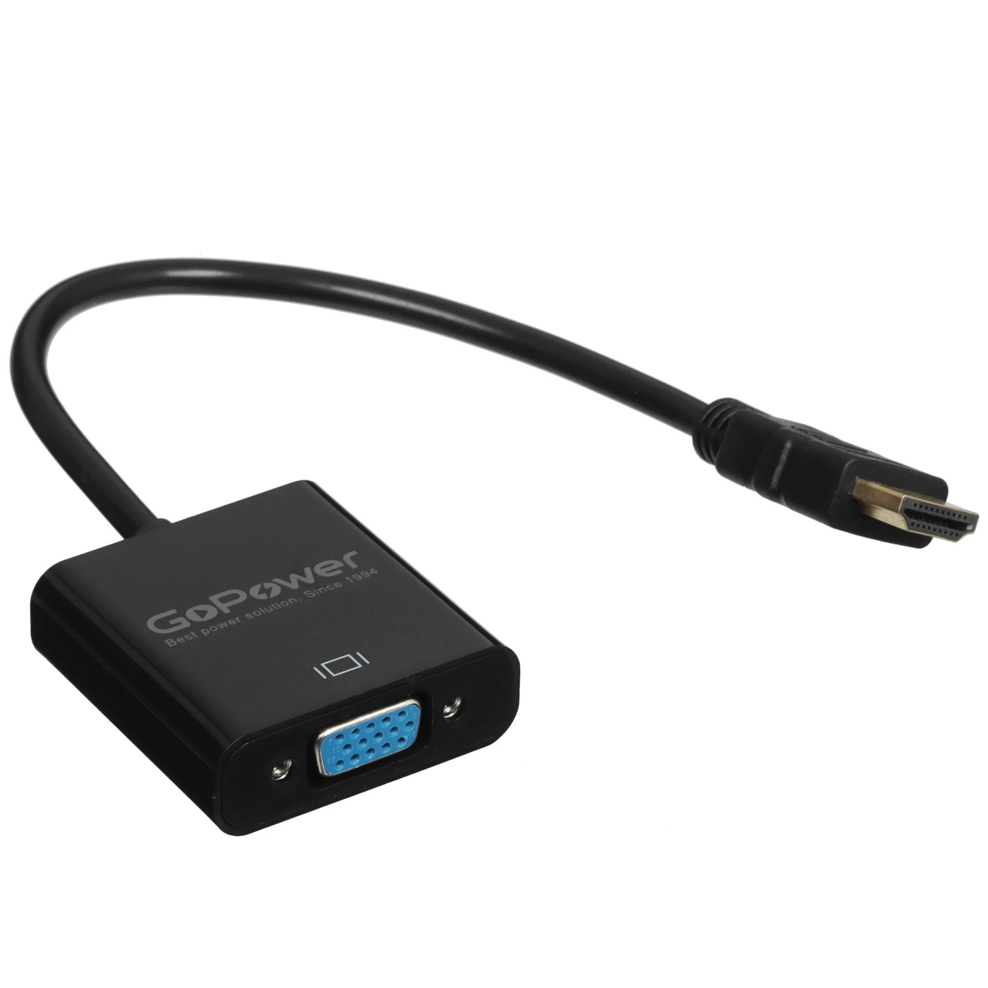 

Кабель-переходник (адаптер) HDMI(19M)-VGA(15F)/Micro USB (BF)/Jack 3.5mm(F), 20 см, черный GoPower (00-00027496)