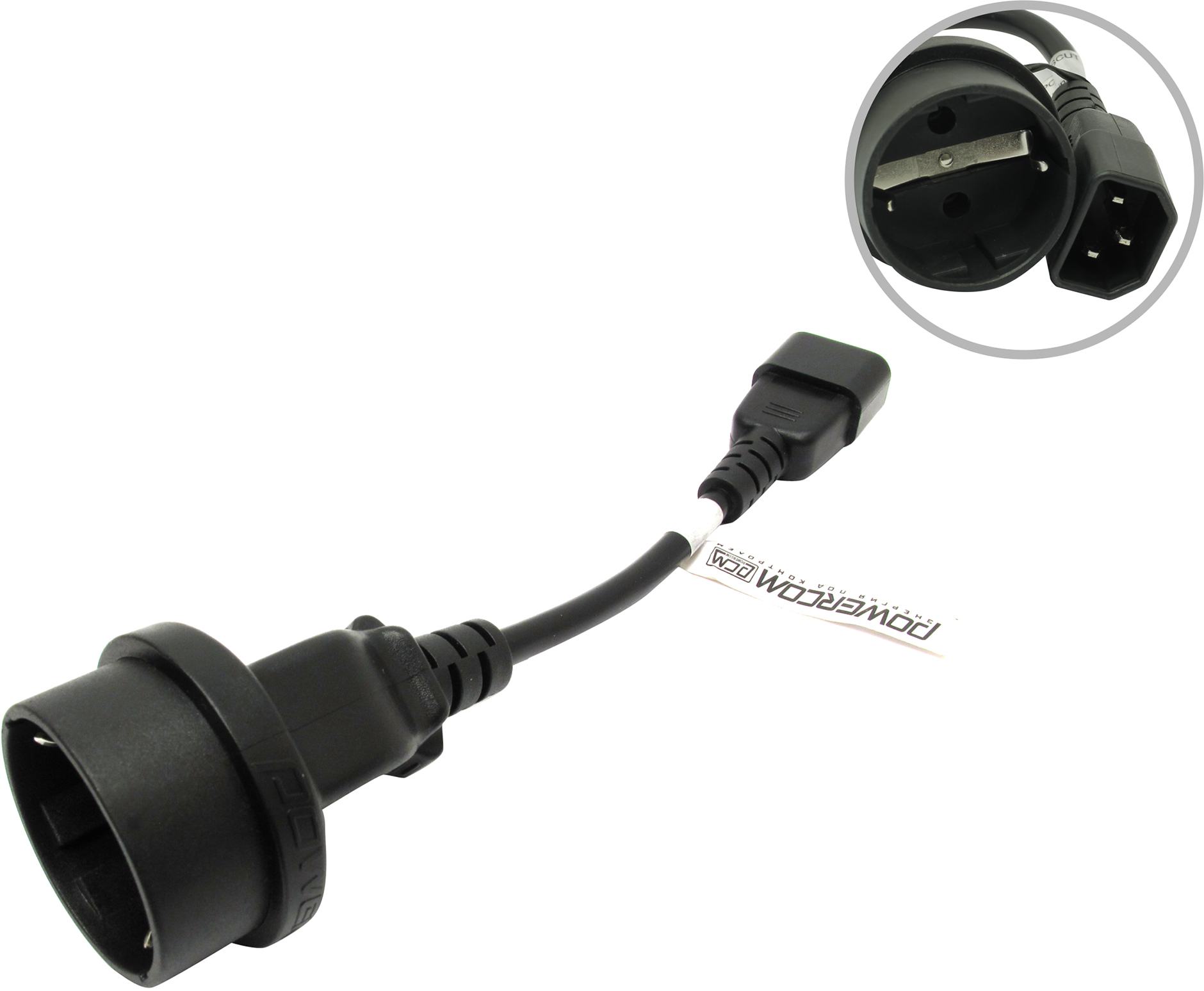 

Кабель-переходник питания (адаптер) IEC-320-C14-Schuko (Euro)(F), 15 см, черный PowerCom SCUT (504291)