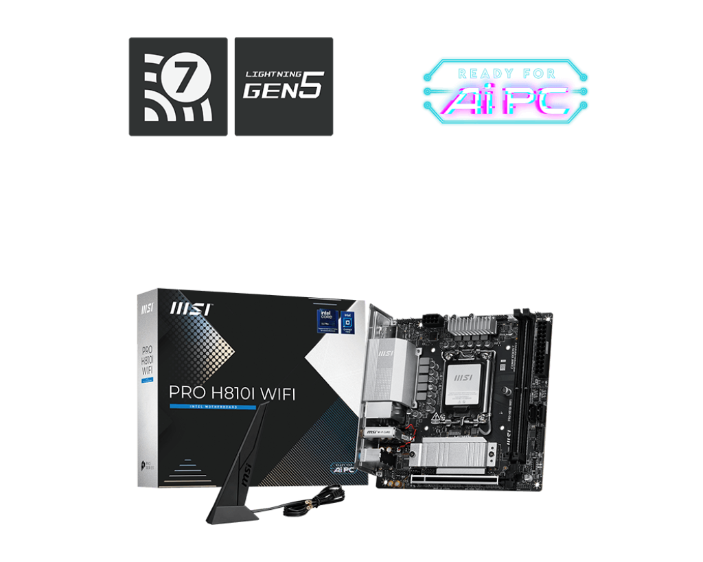 Материнская плата MSI PRO H810I WIFI, LGA1851, Intel H810, mini-ITX