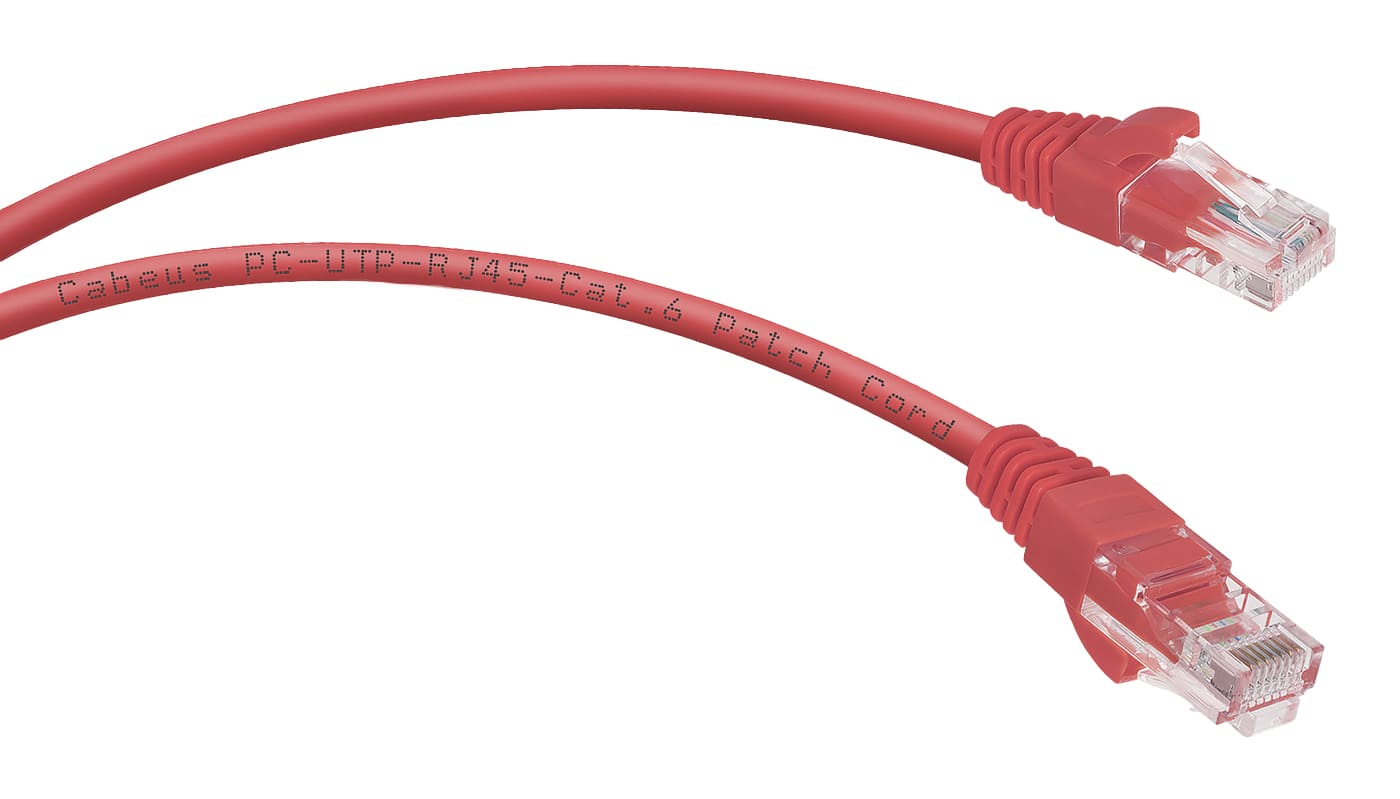 Патч-корд Cabeus UTP, кат.6, 1.5 м, RJ45-RJ45, красный (PC-UTP-RJ45-Cat.6-1.5m-RD-LSZH)