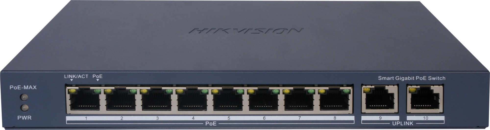 Коммутатор Hikvision Smart Managed DS-3E1510P-EI, 8x1 Гбит/с, uplink: RJ-45x2 (DS-3E1510P-EI)