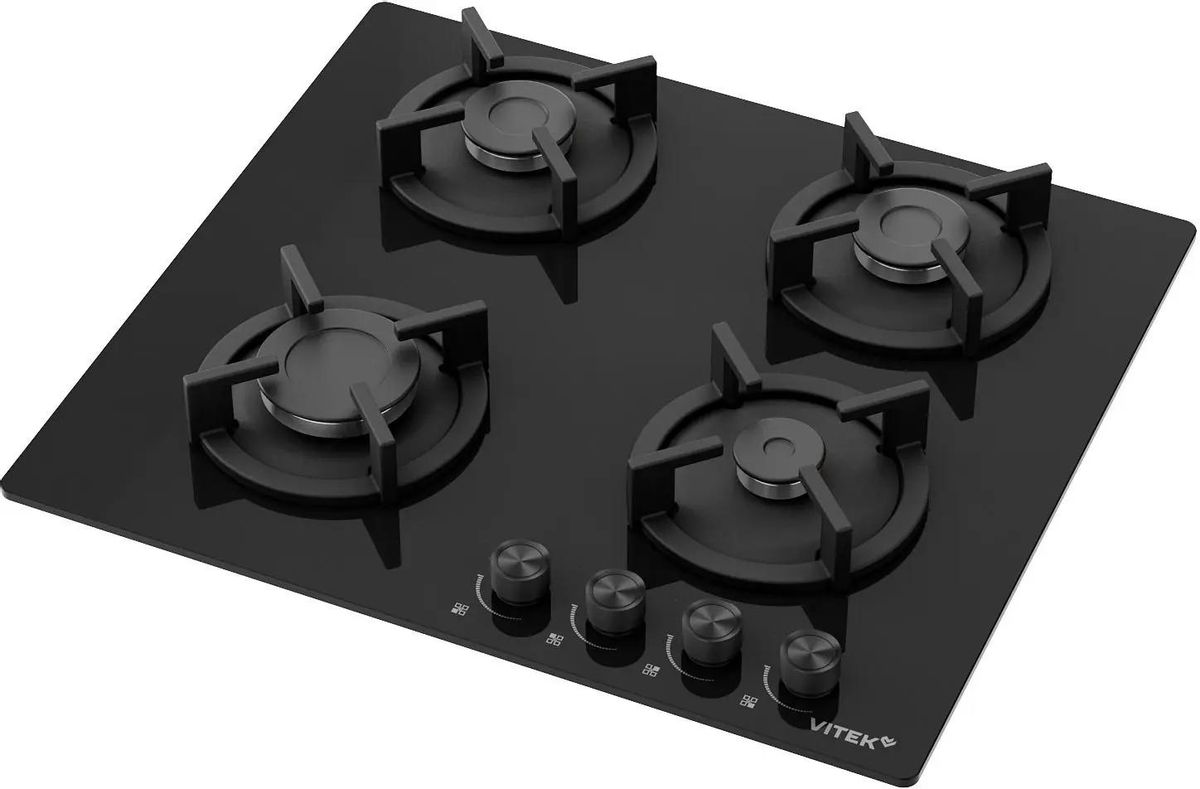 Газовая варочная панель Vitek VGH 6450, 4 конфорки, черный (VGH 6450 BG)