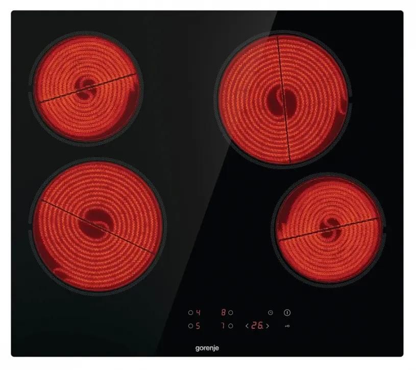 Электрическая варочная панель GORENJE ECT632BSCE, 4 конфорки, черный (ECT632BSCE)