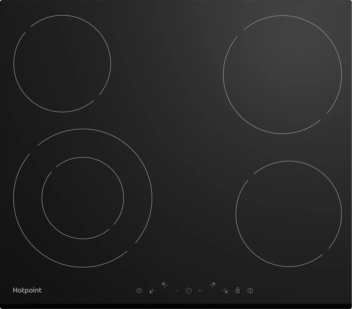 Электрическая варочная панель HOTPOINT HR 6T2 B, 4 конфорки, черный (869891100320)