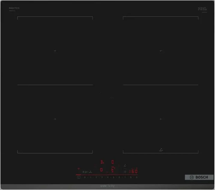 Индукционная варочная панель Bosch PVQ631HC1E, 4 конфорки, черный (PVQ631HC1E)