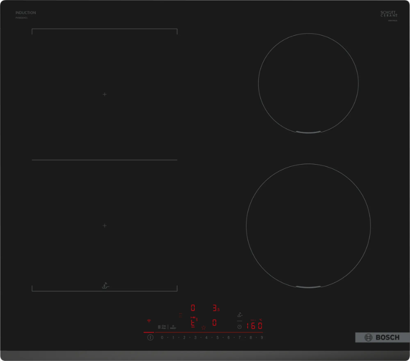 Индукционная варочная панель Bosch PVS631HC1E, 4 конфорки, черный (PVS631HC1E)