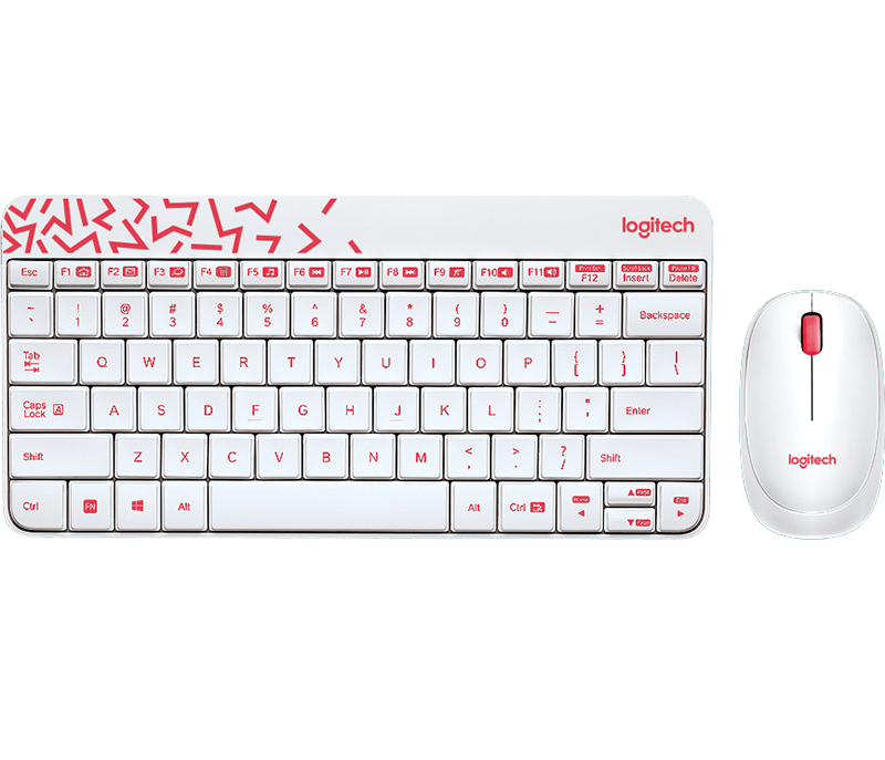Клавиатура + мышь Logitech MK240 Nano, USB, белый/красный (920-008212)
