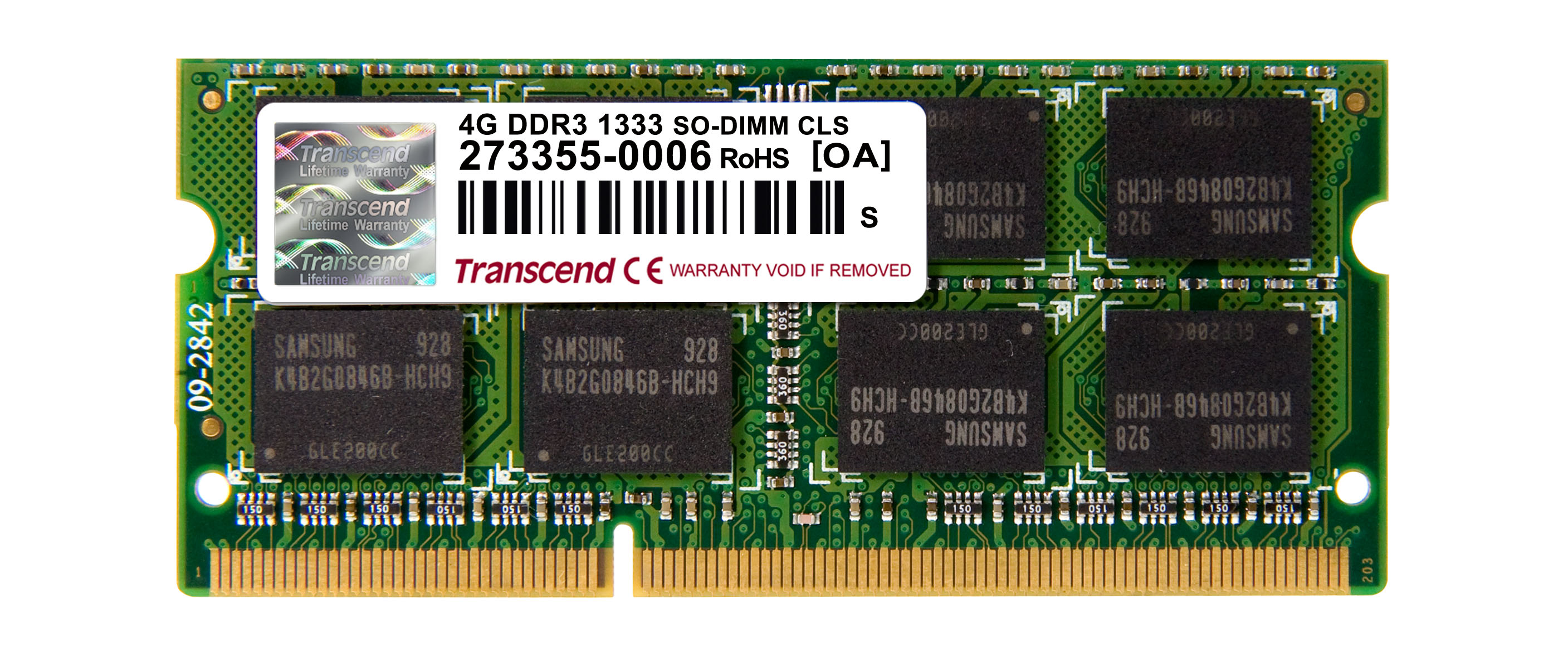 Память DDR3 SODIMM 4Gb, 1333MHz Transcend (TS512MSK64V3N)