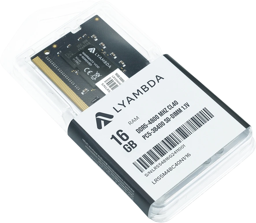 Память DDR5 SODIMM 16Gb, 4800MHz Lyambda (LRS5M48C40N1/16)