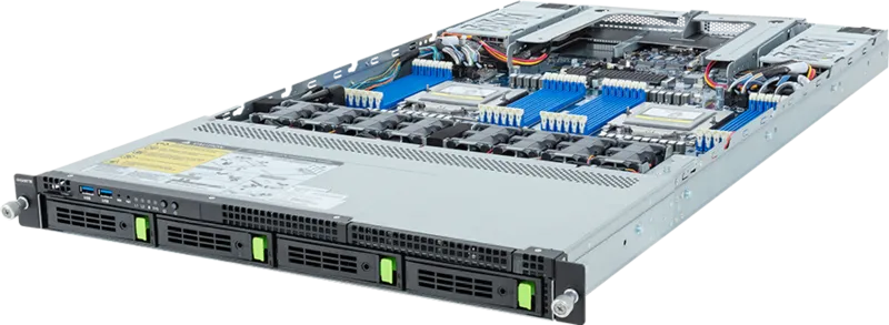 Серверная платформа Gigabyte R183-Z93-AAD1, 2xSocket SP5, 24xDDR5, 4x2.5/3.5 HDD HS, Redundant 2x1600 Вт 1U (6NR183Z93DR000ACD1)
