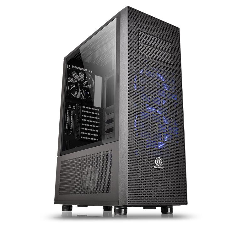 Корпус Thermaltake Core X71, ATX, Full-Tower, синяя подсветка, черный, без БП (CA-1F8-00M1WN-02)