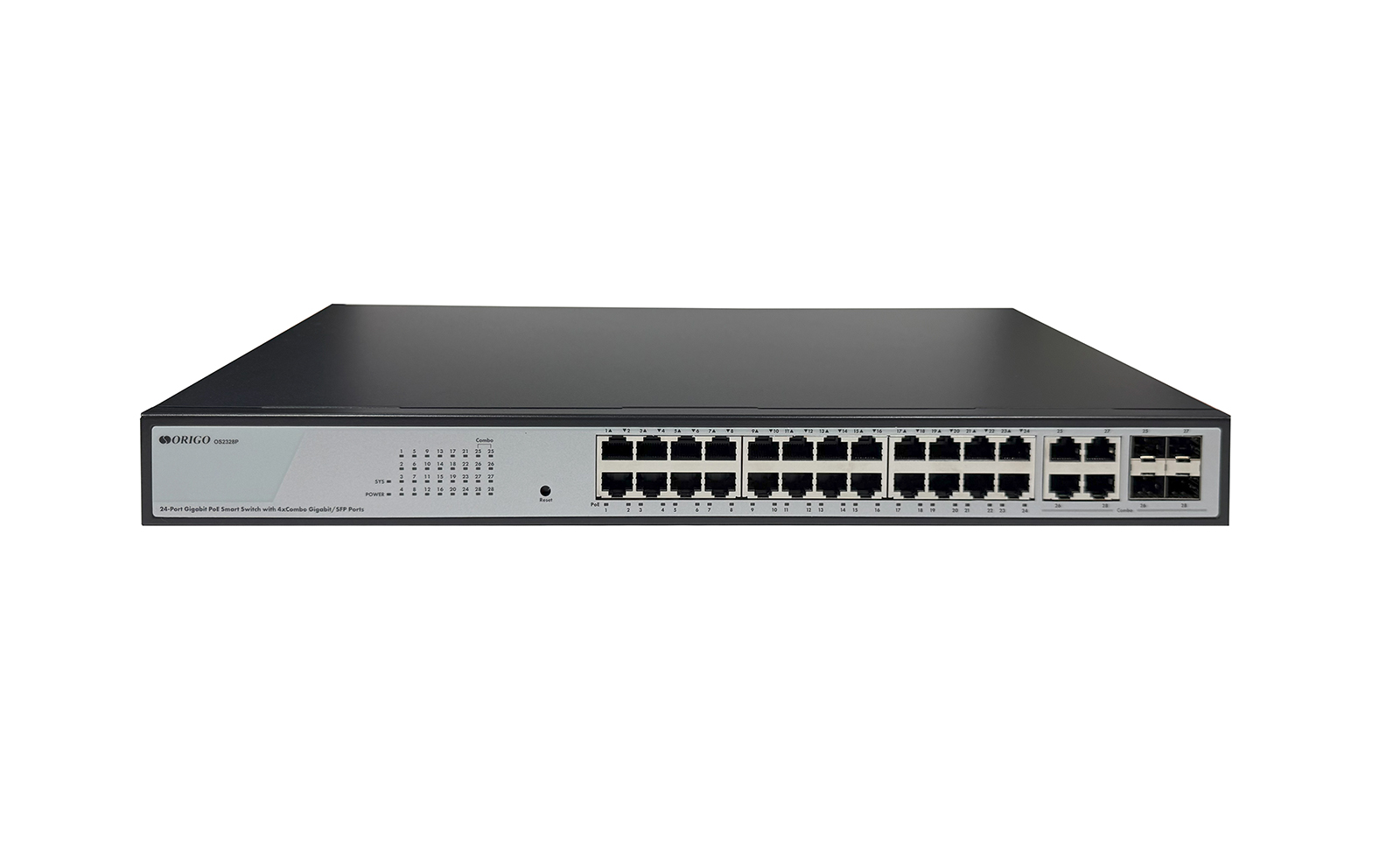 Коммутатор ORIGO OS2328P/360W, 24x1 Гбит/с, SFP/uplink: combo RJ-45/SFPx4 (OS2328P/360W/A1A)