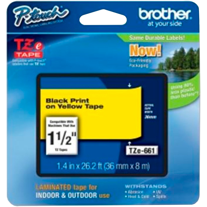 

Кассета с наклейками Brother TZE661, 3.6 см x 8 м, черный на желтом, оригинальная, TZE661