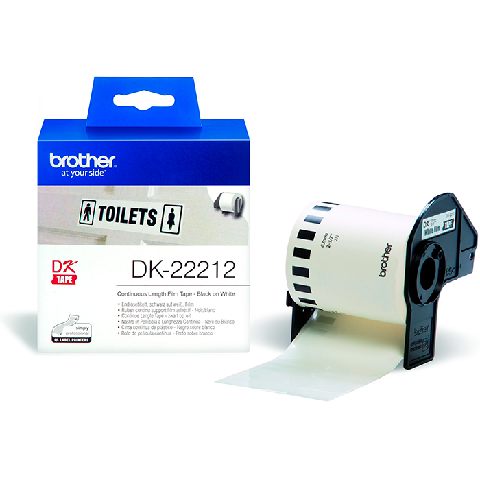 Кассета с наклейками Brother DK22212, 6.2 см x 15.24м, черный на белом