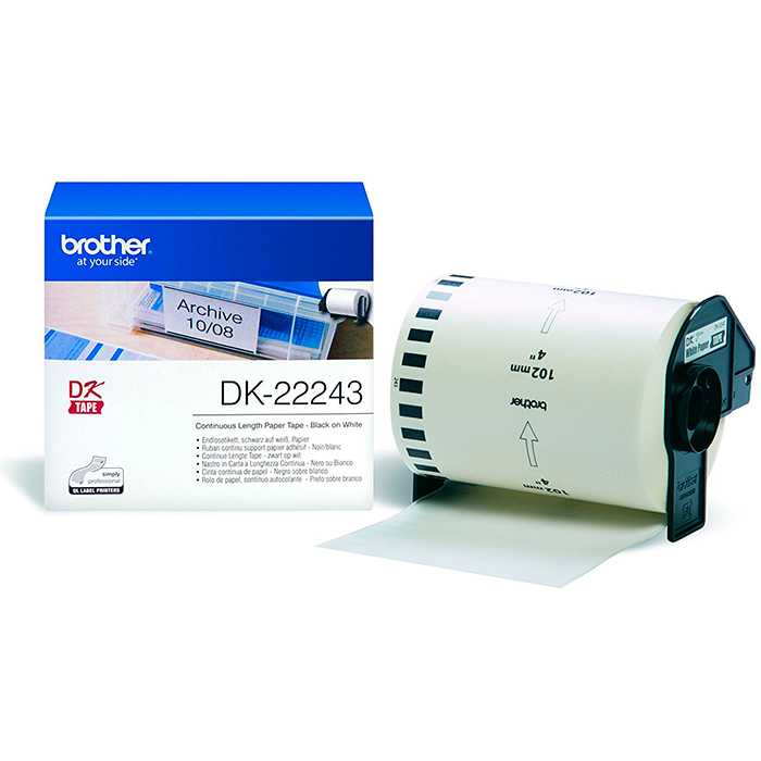 

Кассета с наклейками Brother DK22243, 102ммx30.48м, черный на белом, оригинальная, DK22243