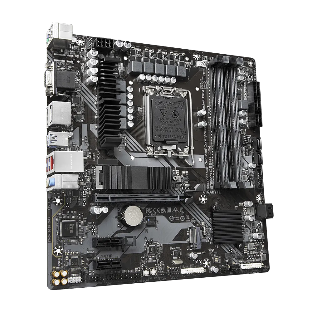 Материнская плата GIGABYTE B760M DS3H DDR4, Socket1700, Intel B760, 4xDDR4, PCI-Ex16, 4SATA3, 7.1-ch, 2.5GLAN, 5 USB 3.2, 1 USB Type-C, VGA, HDMI, DP, mATX, Retail б/у, отказ от покупки, следы эксплуатации, в комплекте задняя планка в корпус