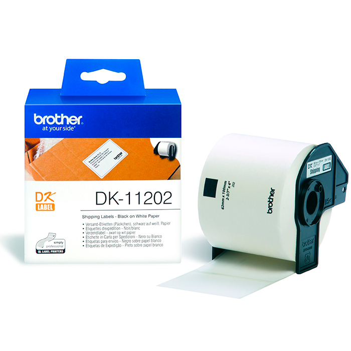 Кассета с наклейками Brother DK11202, черный на белом