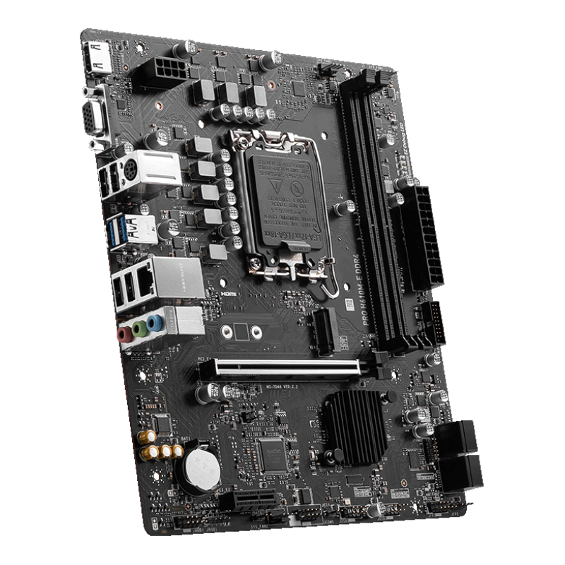Материнская плата MSI PRO H610M-E DDR4, Socket1700, Intel H610, 2xDDR4, PCI-Ex16, 4SATA3, 7.1-ch, GLAN, 4 USB 3.2, VGA, HDMI, mATX, Retail б/у, после ремонта, следы эксплуатации, без комплекта