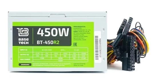 Блок питания 450 Вт ATX BaseTech BT-450R2, 120 мм (NEW) б/у, с разбора ПК, следы установки, потертости/царапинки по корпусу, без комплекта