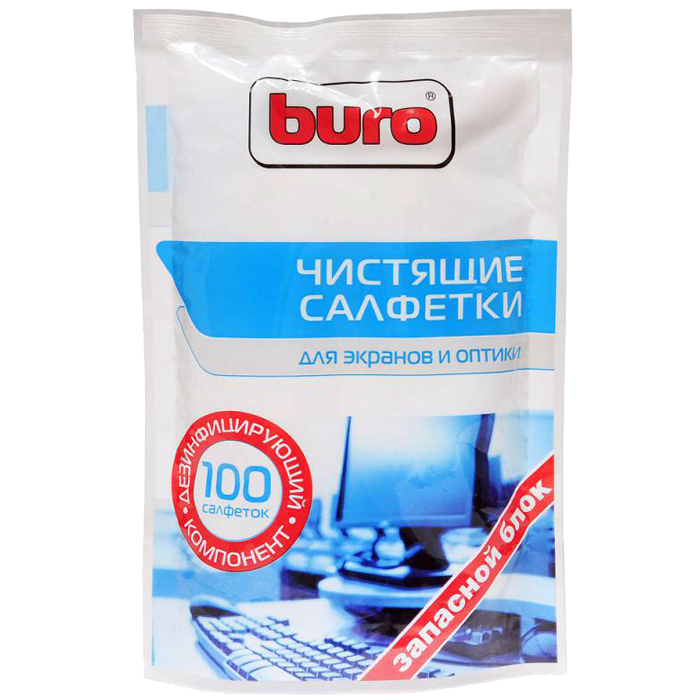 

Запасной блок салфеток влажные 100шт. для экранов и оптики BU-Zscreen Buro, BU-Zscreen