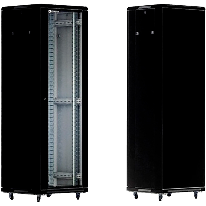 

Шкаф напольный KRAULER KRC6642 19", 42U, 600x600mm, металл, ножки и ролики, без дверей, чёрный, Черный, KRC6642
