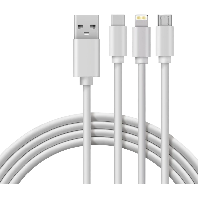 Кабель-разветвитель USB(Am)-Lightning 8-pin(M)/USB Type-C(M)/Micro USB(Bm), 1 м, белый, Remax 18-1127 (18-1127)