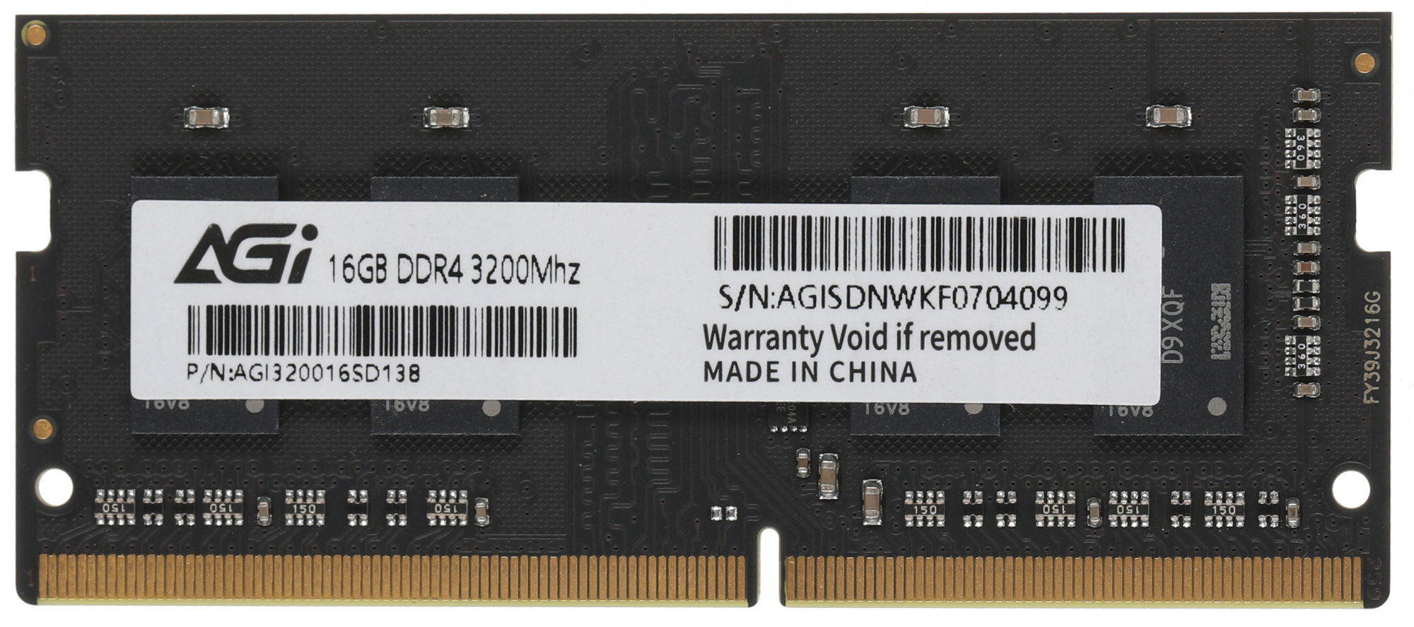 Память DDR4 SODIMM 16Gb, 3200MHz AGI (AGI320016SD138)