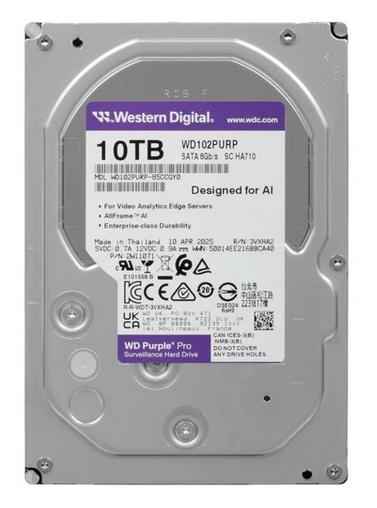 Жесткий диск (HDD) Western Digital 10Tb Purple Pro, 3.5", 7200rpm, SATA3 (WD102PURP) б/у, после ремонта (ремонт/восстановление разъема sata-data), в эксплуатации не был, HDD в коробке