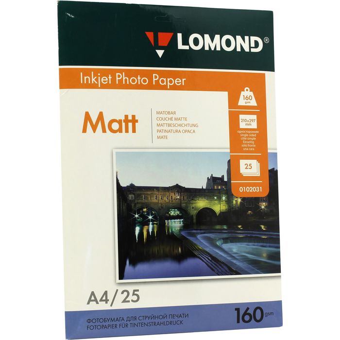 Фотобумага A4 матовая, 25 листов, Lomond