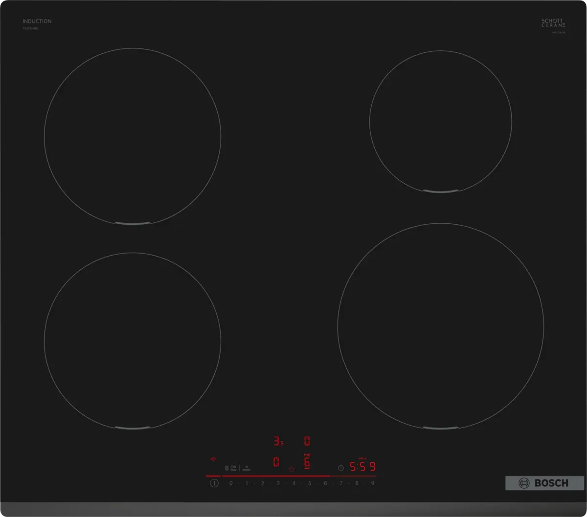 Индукционная варочная панель Bosch PIE631HB1E 4 конфорки, черный