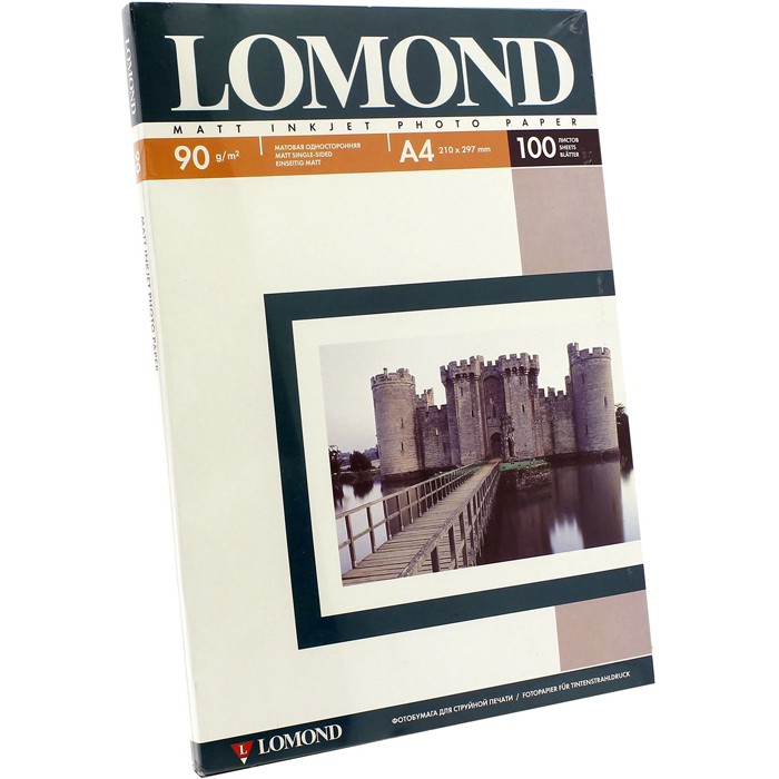 

Фотобумага A4 90 г/м² матовая, 100 листов, односторонняя, Lomond 0102001 для струйной печати, Белый