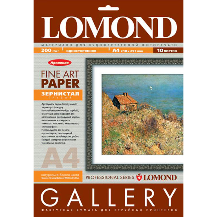

Фотобумага A4 200г/м2, 10 листов, односторонняя, Lomond 0912241 для струйной печати, Белый