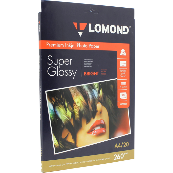 Фотобумага A4 суперглянцевая, 20 листов, Lomond