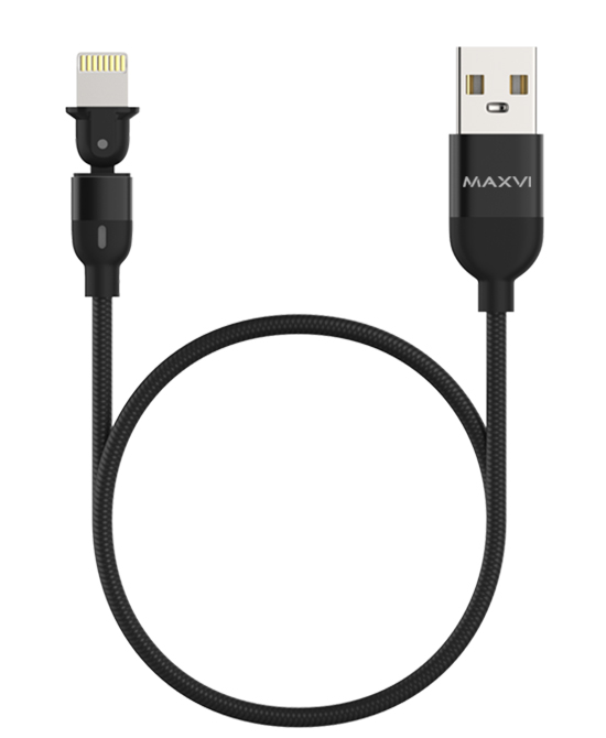 Кабель USB(Am)-Lightning 8-pin(M), 1.5 м, черный, Maxvi MC-19L (MC-19L)