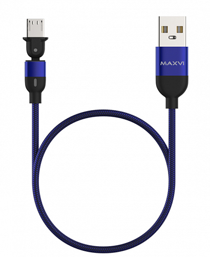 Кабель USB(Am)-Micro USB(Bm), 1.5 м, синий, Maxvi MC-19M (MC-19M)