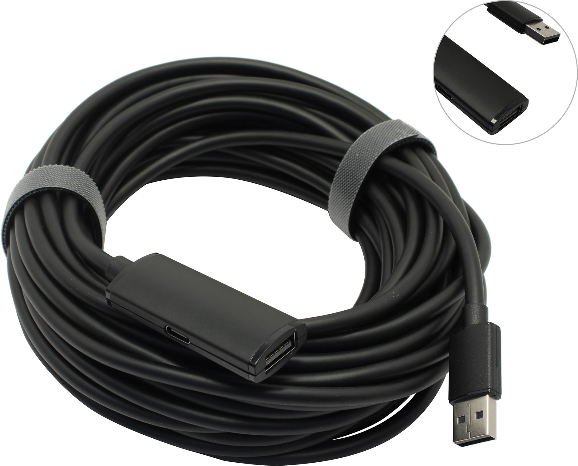 Кабель-удлинитель USB(Am)-USB(Af), 10 м, черный, Vention