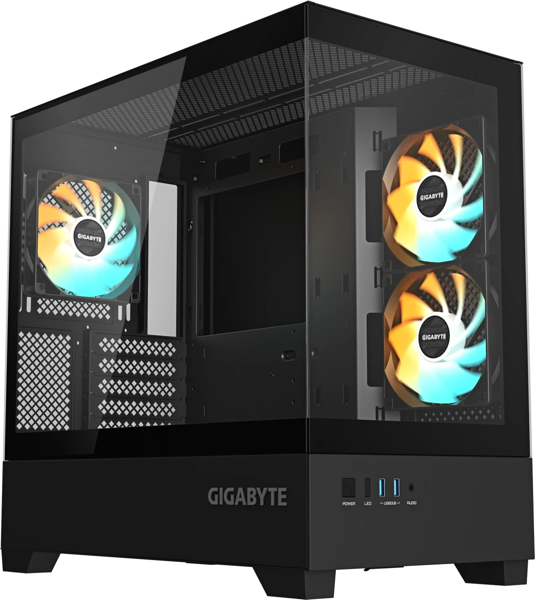 Корпус GIGABYTE C201 Panoramic, Mini-Tower, без БП, черный