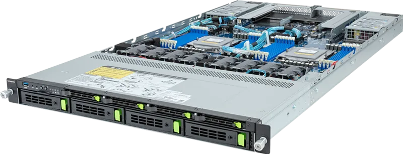 Серверная платформа Gigabyte R183-Z91, 2xSocket SP5, 24xDDR5, 4x2.5/3.5 HDD HS, Redundant 2x1600 Вт 1U (R183-Z91-AAV1/ACV1)