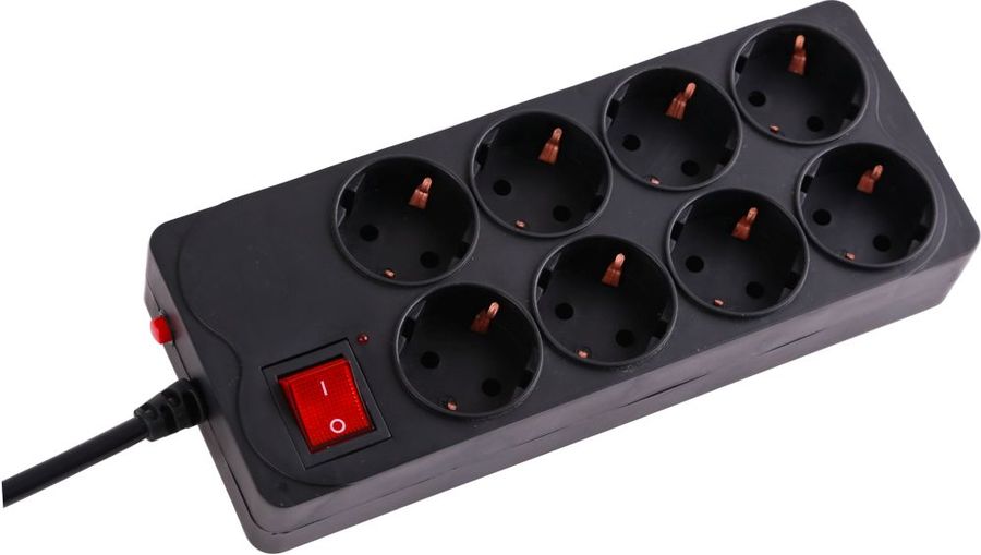 Сетевой фильтр BURO 800SH-3-B, 8-розеток, 3 м, черный б/у, следы установки