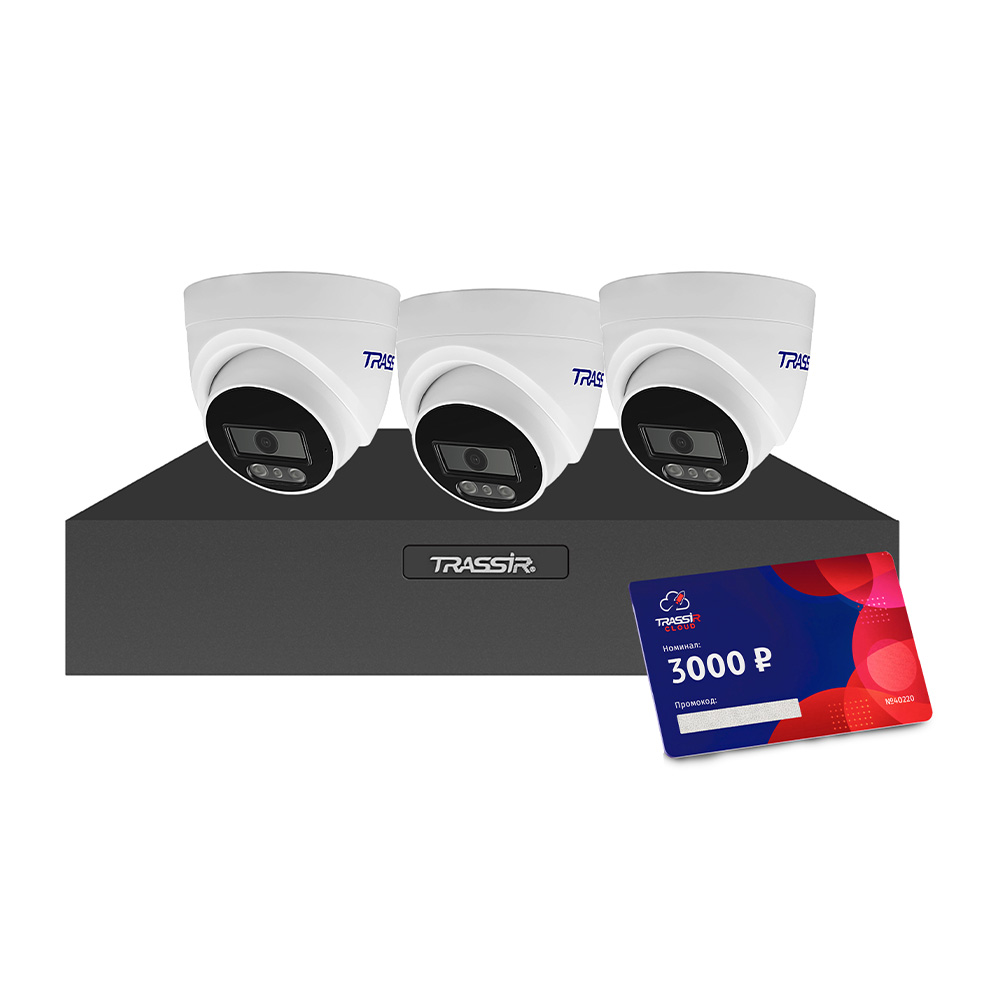Комплект видеонаблюдения TRASSIR TRLite1106Cloud3000 (3TRLite L2S5), каналов 6, камер 3