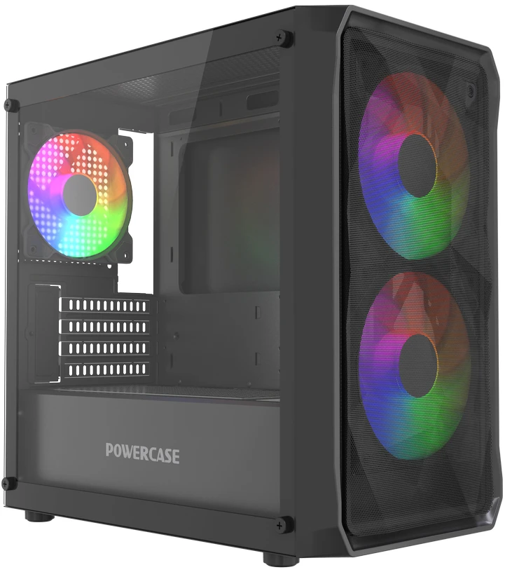 Корпус PowerCase Micro A3B ARGB V2, Mini-Tower, без БП, черный