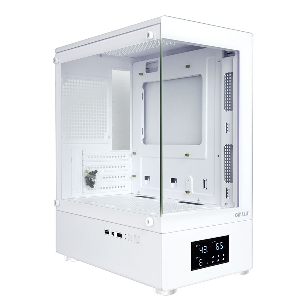 Корпус Ginzzu RX450D, Mini-Tower, без БП, белый
