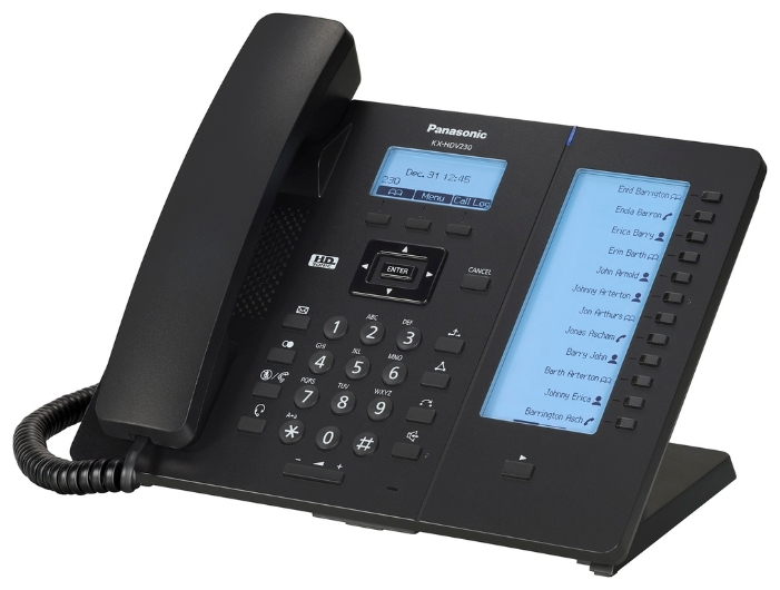 VoIP-телефон Panasonic KX-HDV230, 6 SIP-аккаунтов, монохромный дисплей, PoE, черный (KX-HDV230RUB)