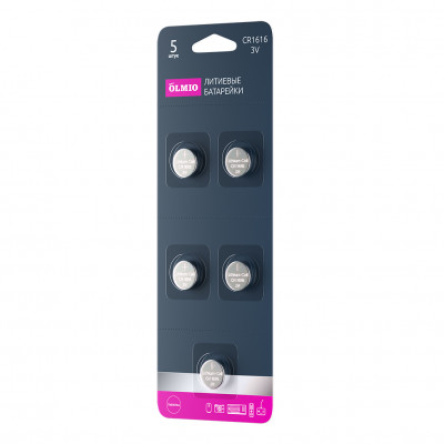 Батарейка Olmio, CR1616, 3V, 5 шт