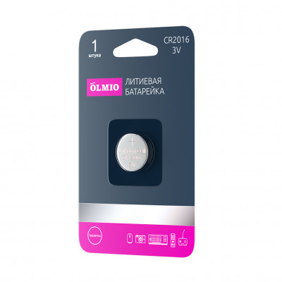 Батарейка Olmio, CR2016, 3V, 1 шт