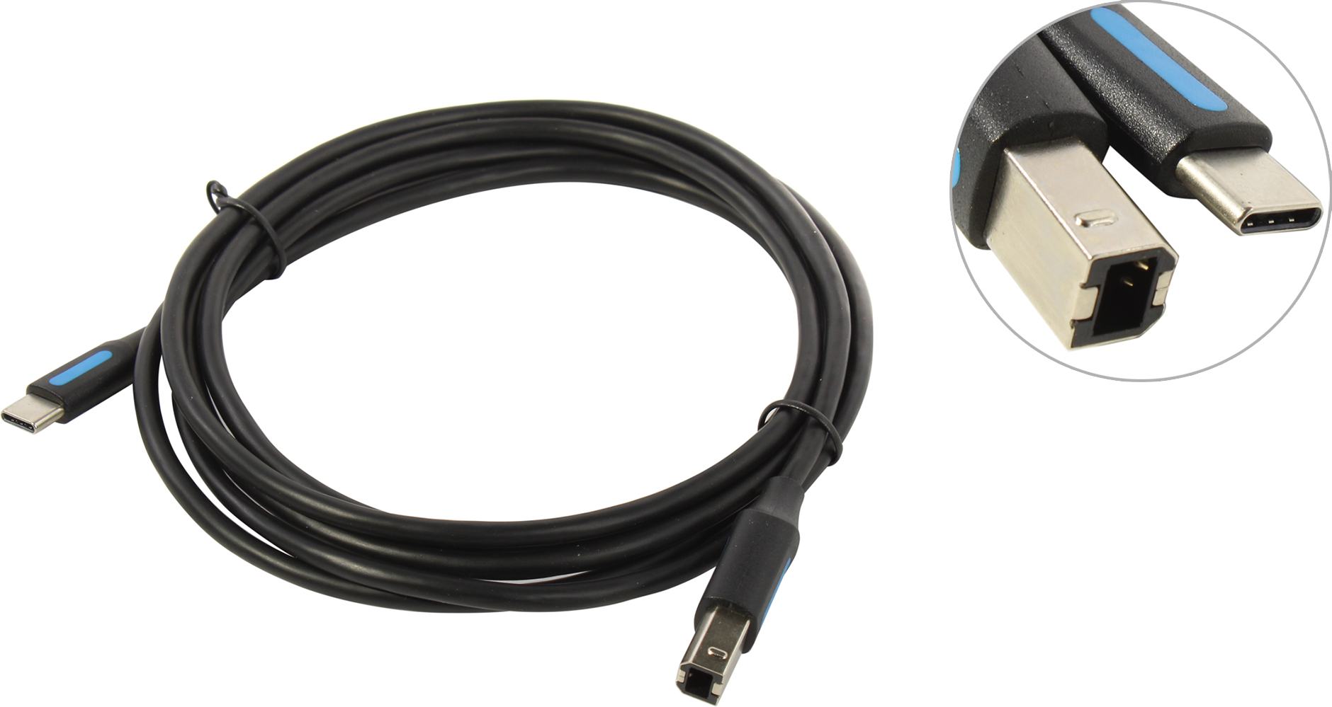 Кабель USB Type-C(M)-USB(Bm), 5 м, черный, Vention CQU (CQUBJ)