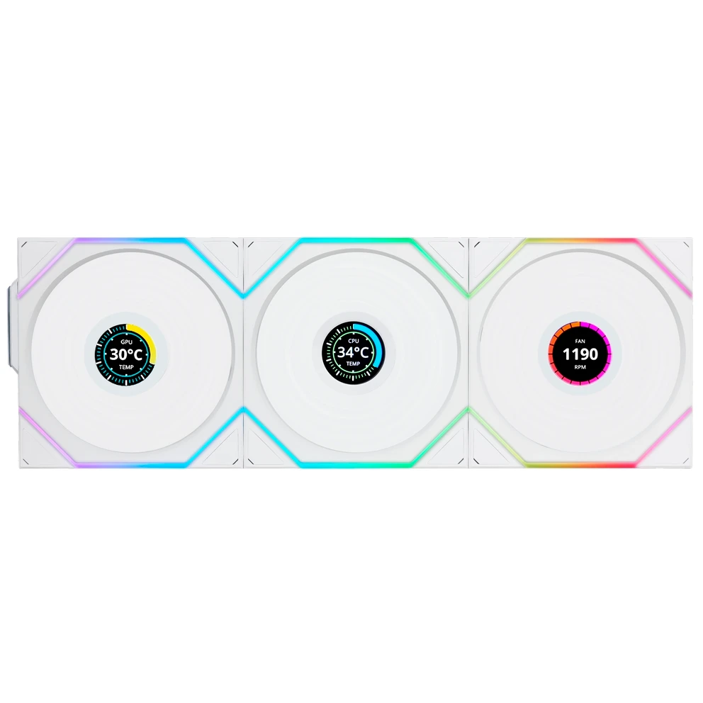 Комплект вентиляторов Lian Li UNI Fan TL Wireless LCD 120 White, 120 мм, 3шт (G99.12TLLCD1W3W.R0)