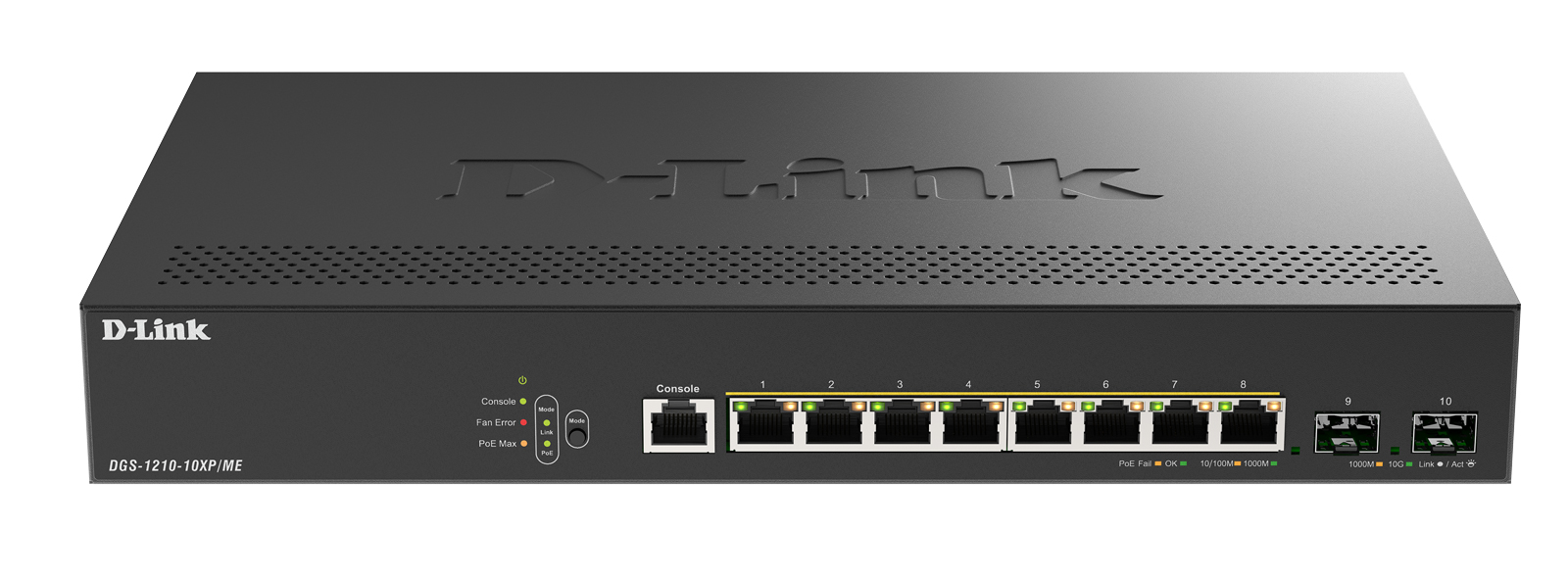 Коммутатор D-Link DGS-1210-10XP/ME, 8x1 Гбит/с, SFP/uplink: SFP+x2 (DGS-1210-10XP/ME/C1A)