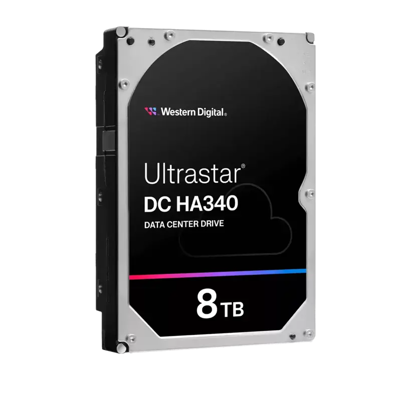 Жесткий диск (HDD) Western Digital 8Tb Ultrastar DC HA340, 3.5", 7.2K, 256Mb, 512e, SATA3 (WUS721208BLE604) б/у, следы монтажа, наработка 10 часов, диск с Power Disable Feature - для использования с обычными блоками питания необходим переходник MOLEX - SATA